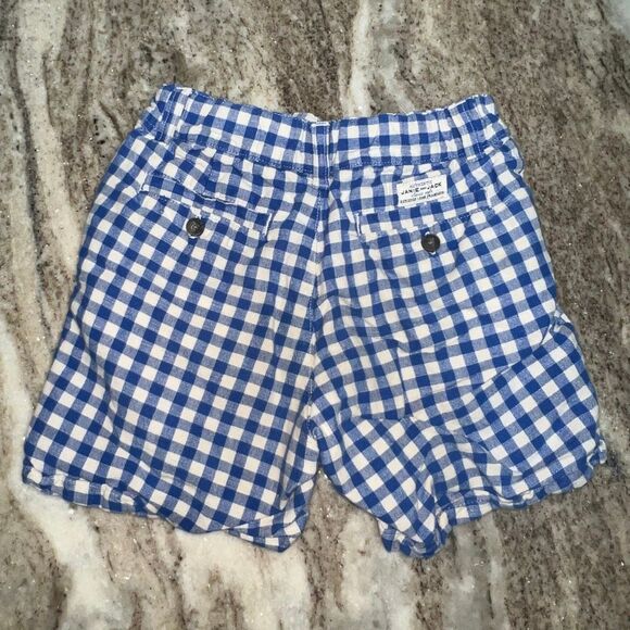Janie and Jack, Blue Gingham Checker Plaid Linen Blend Shorts, Adjustable Boys 5 - Picture 12 of 14